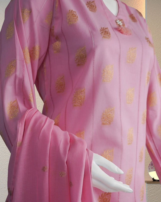 Rose Gold Jacquard 3-Piece Suit