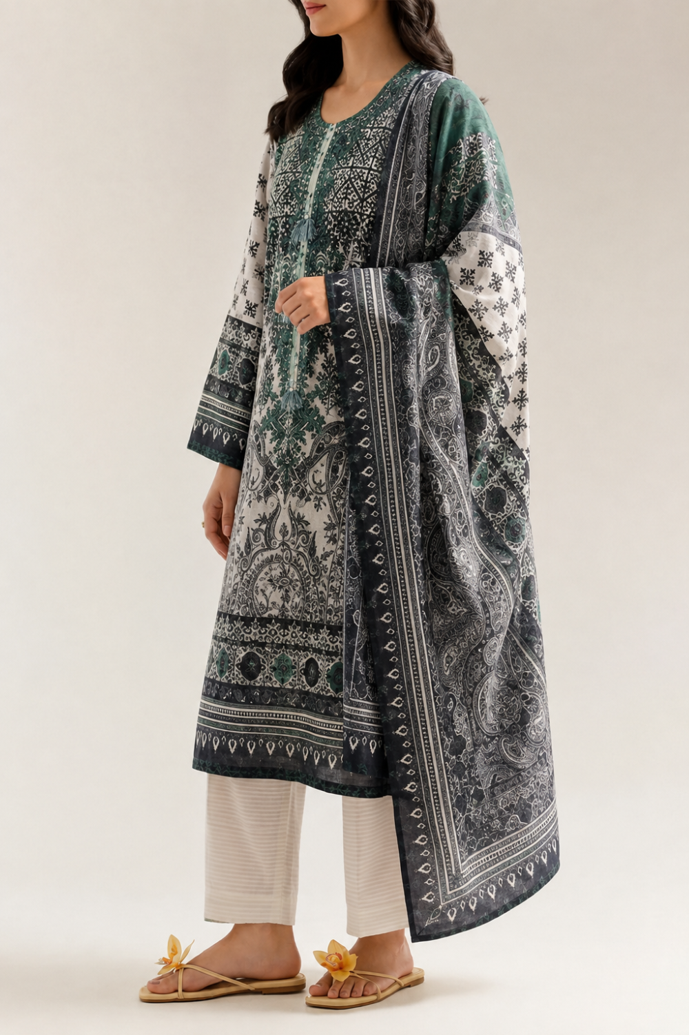 Embroidery Cotton 3-Pieces Stitched