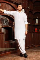 Gold Medal Style- White Kameez Shalwar