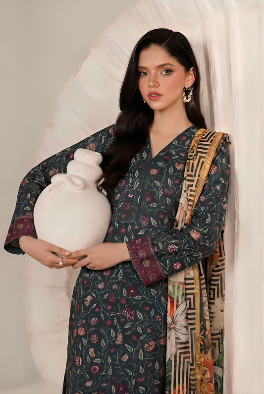 Basic Printed Lawn 3-Pieces Stitched