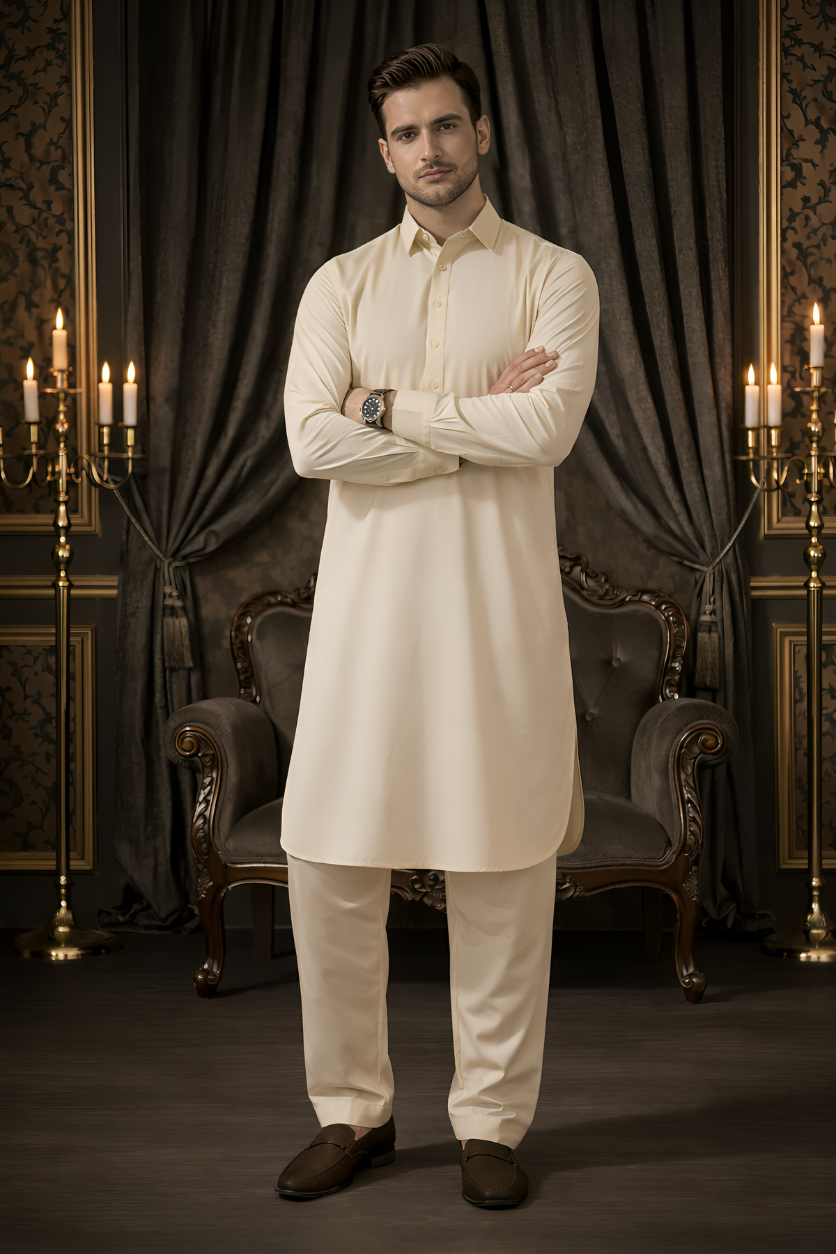 China Boski- Cream Kameez Shalwar
