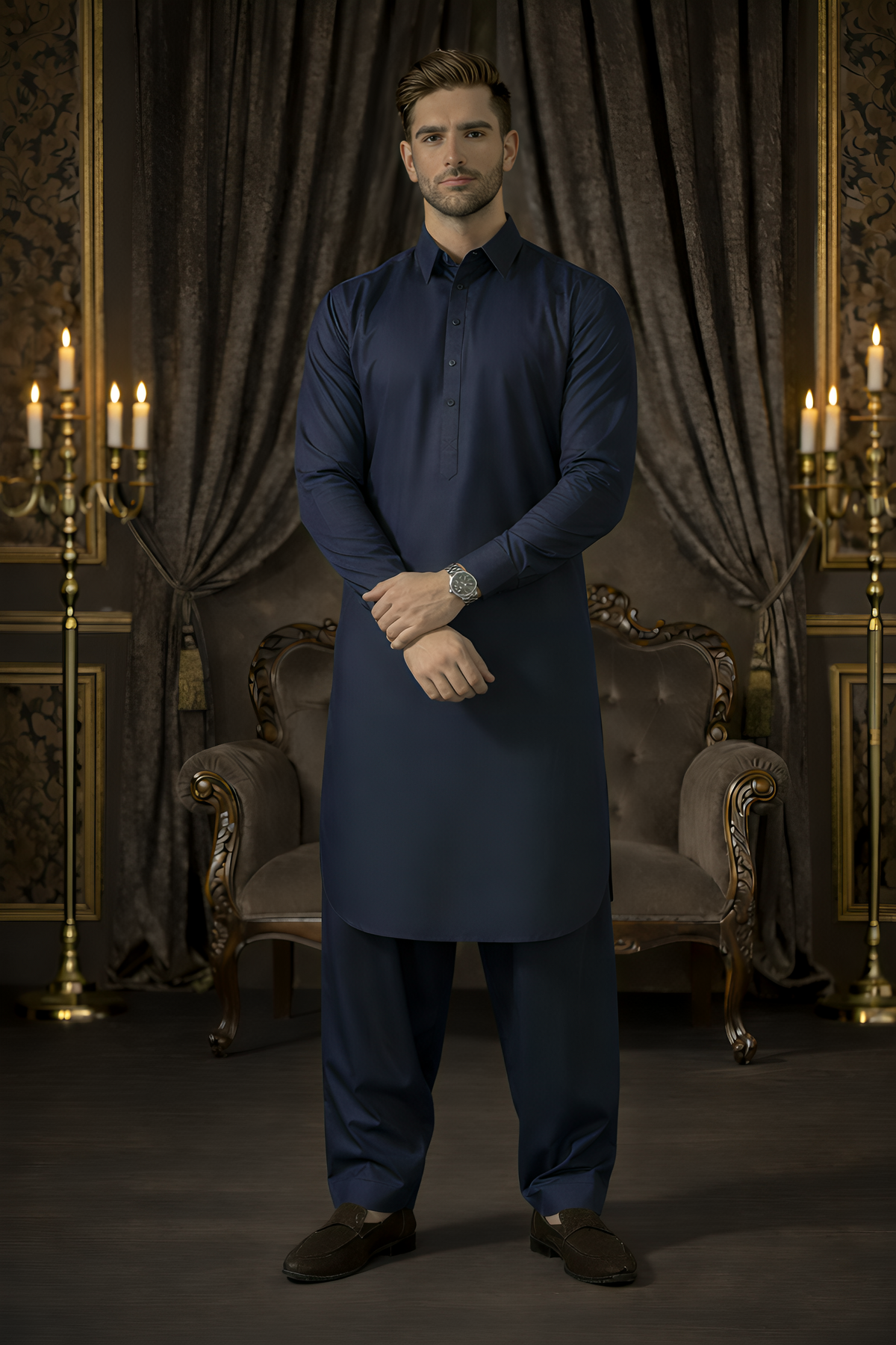 China Boski- Navy Kameez Shalwar