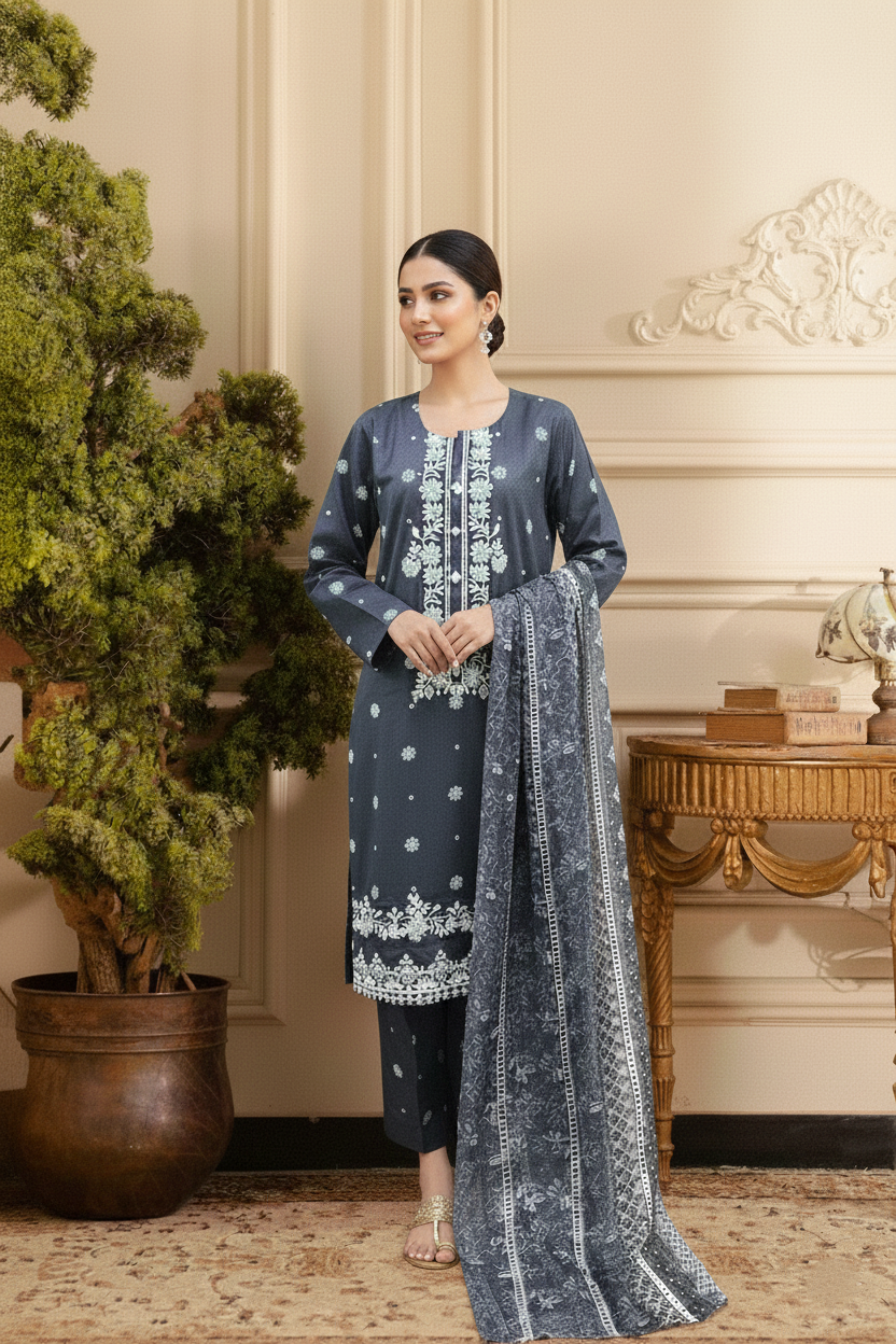 Embroidery 3 Pieces Lawn