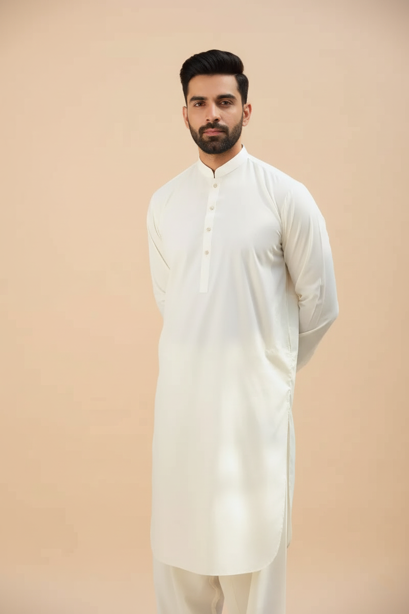 Men’s Classic Off White Shalwar Kameez