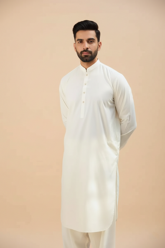 Men’s Classic Off White Shalwar Kameez