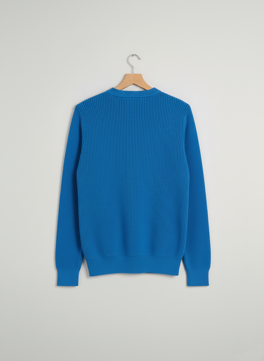 Crew Neck Cotton Sweater – Blue
