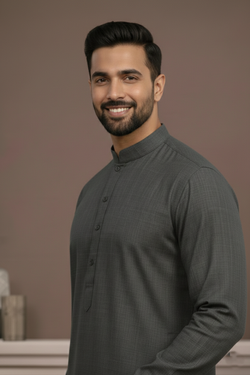 Vintage-Grey Kameez Shalwar