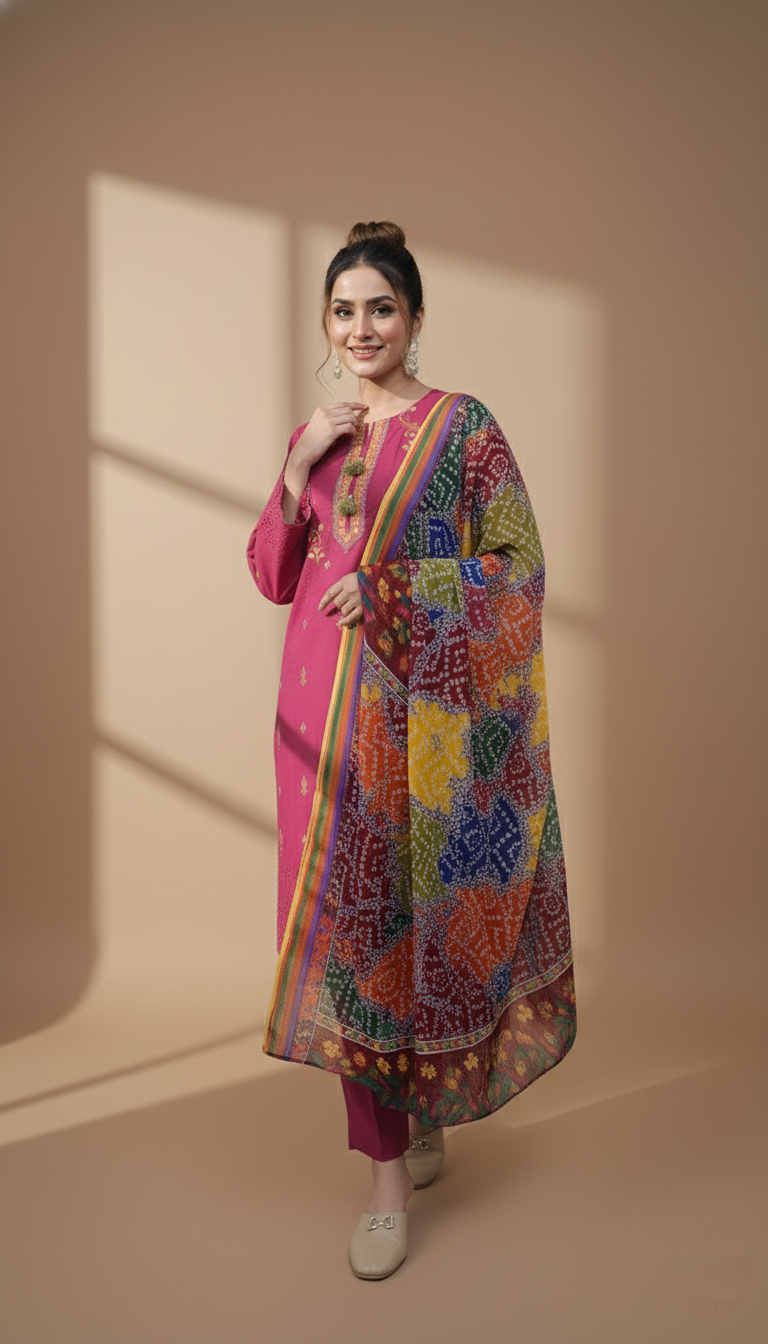 Embroidered 3 Pieces Cotton