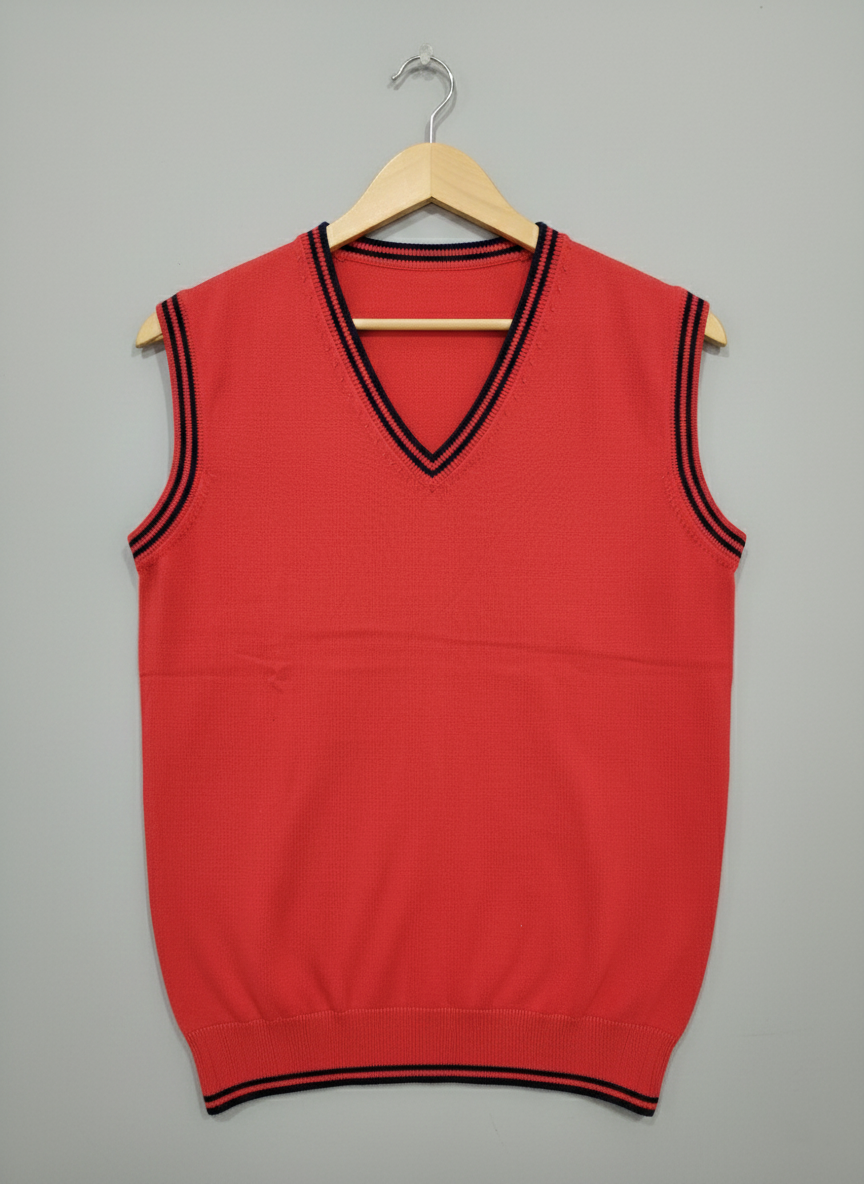 Sleeveless Cotton Sweater – Red