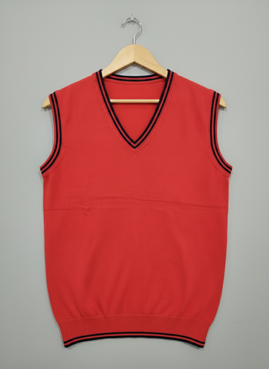 Sleeveless Cotton Sweater – Red
