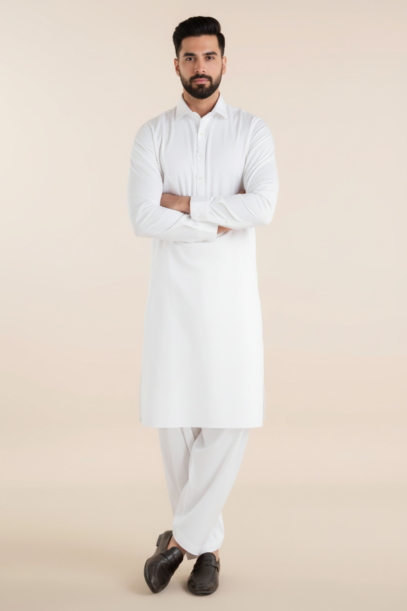 Men’s Classic White Shalwar Kameez