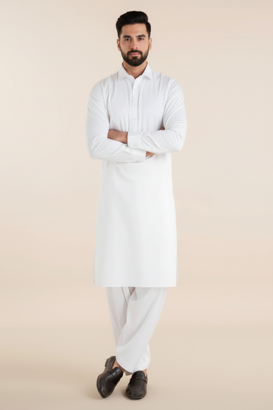 Men’s Classic White Shalwar Kameez