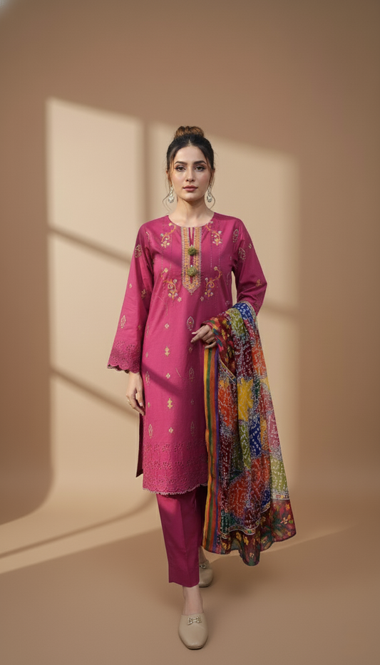 Embroidered 3 Pieces Cotton