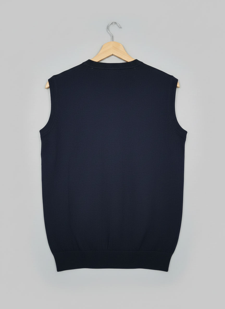 Men’s Classic V-Neck Knit Sweater Vest – Navy