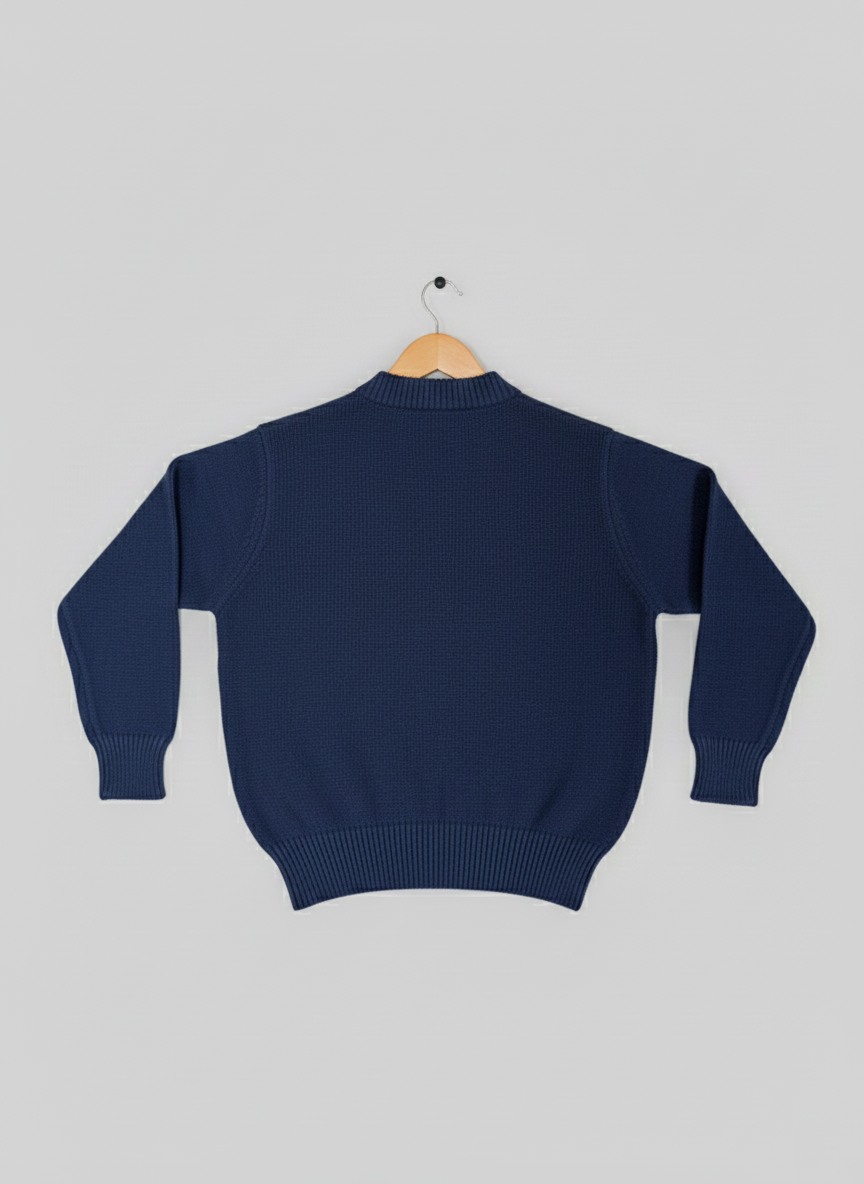 Kids Crew Neck Cotton Sweater – (Navy)