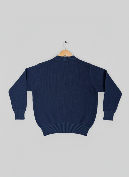 Kids Crew Neck Cotton Sweater – (Navy)