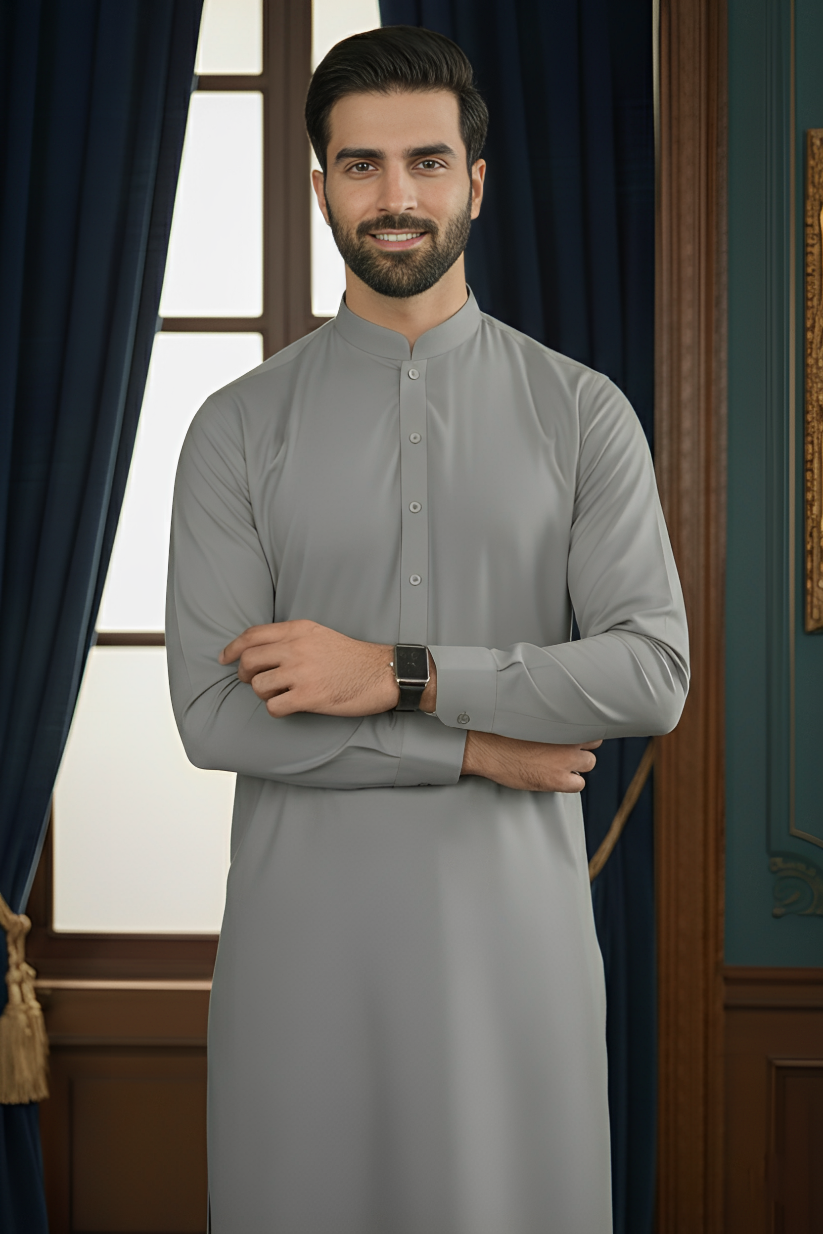 Inspiration- Ash Grey Kameez Shalwar