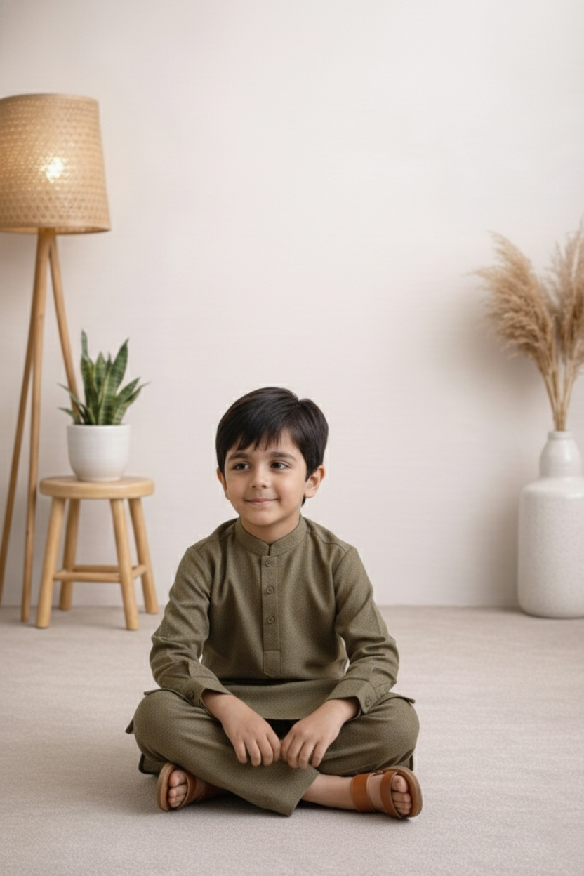 Gentle Men- Boy Coffee Kameez Shalwar