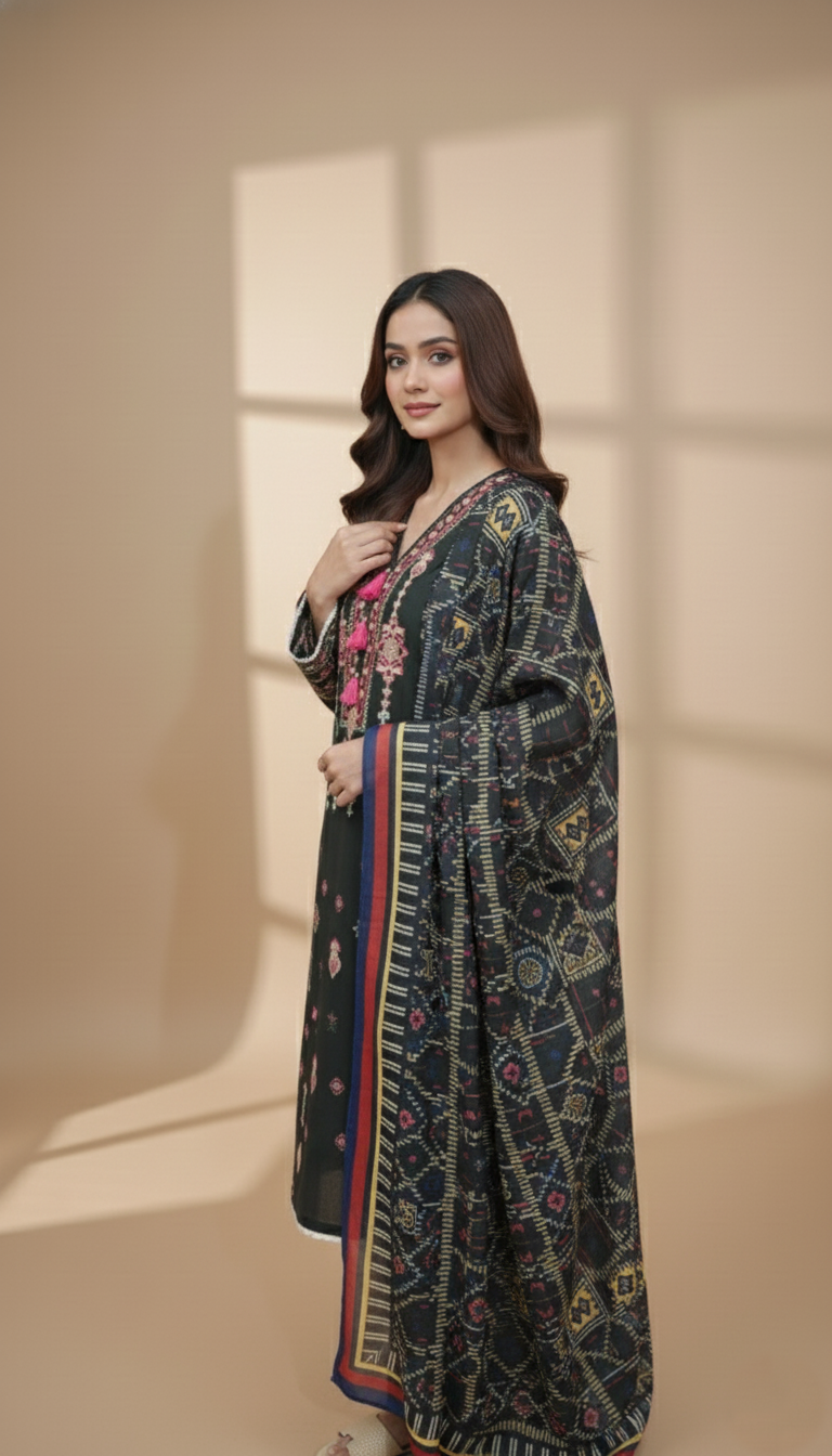 Embroidered 3 Pieces Khaddar