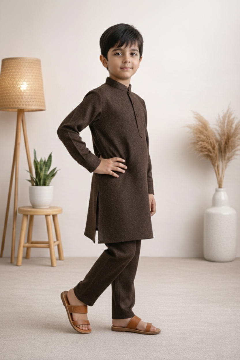 Gentle Men- Boy Brown Kameez Shalwar