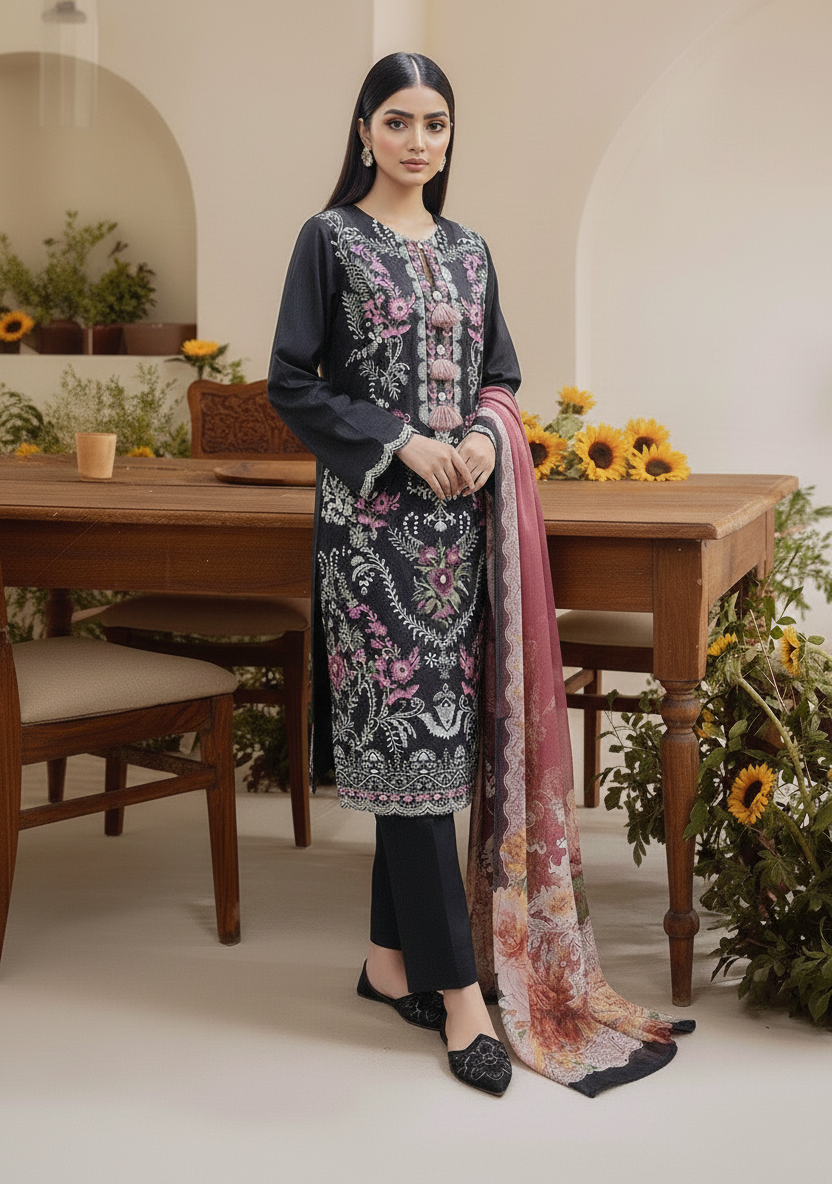 Embroidered 3 Pieces Cotton