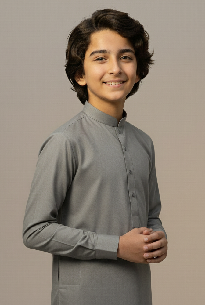 Boys Classic Grey Shalwar Kameez