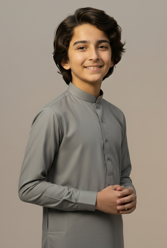 Boys Classic Grey Shalwar Kameez
