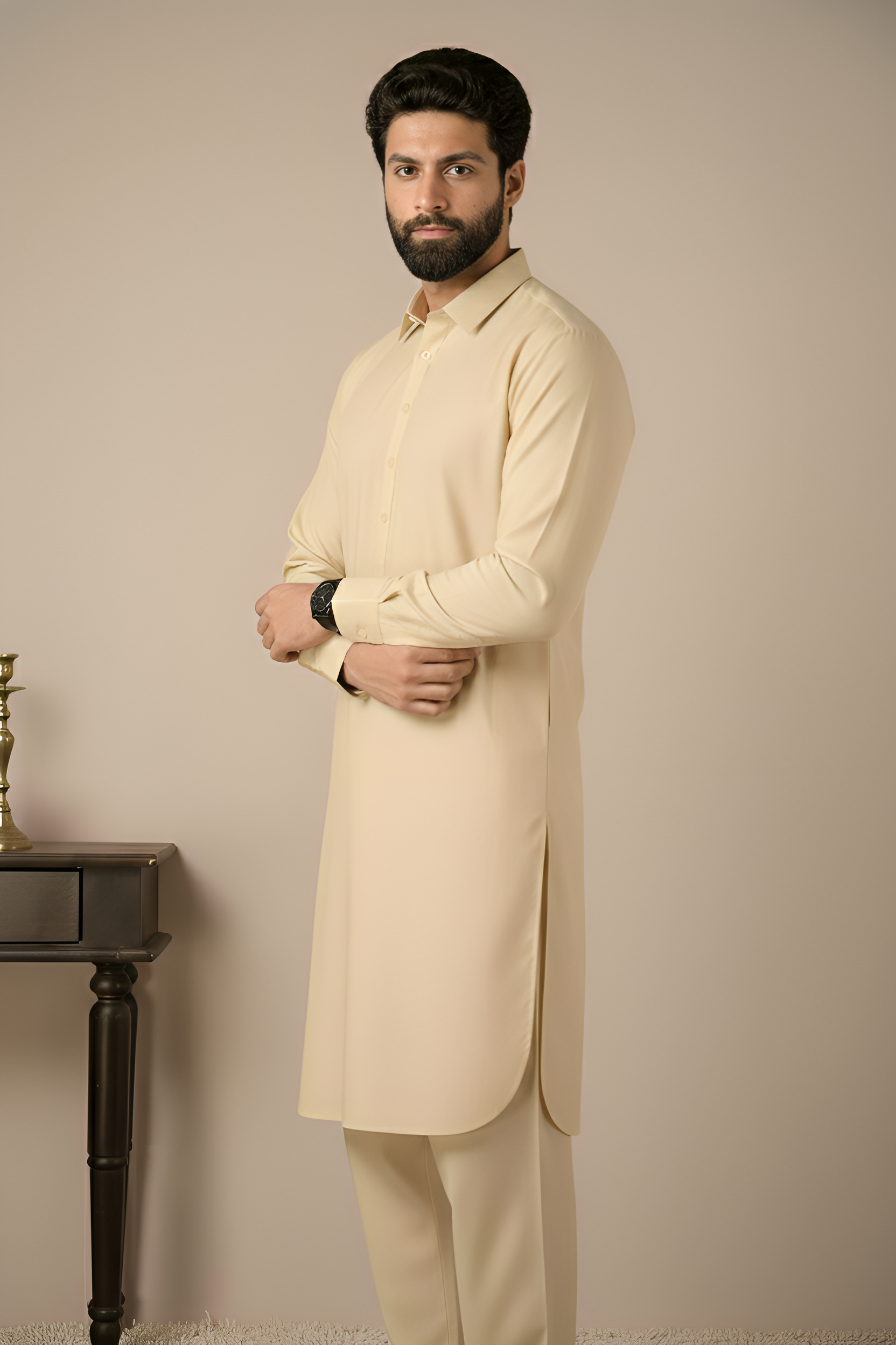 Gold Medal Style- Cream Kameez Shalwar