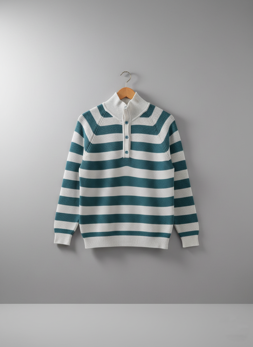 Striped Raglan Sweater – Green