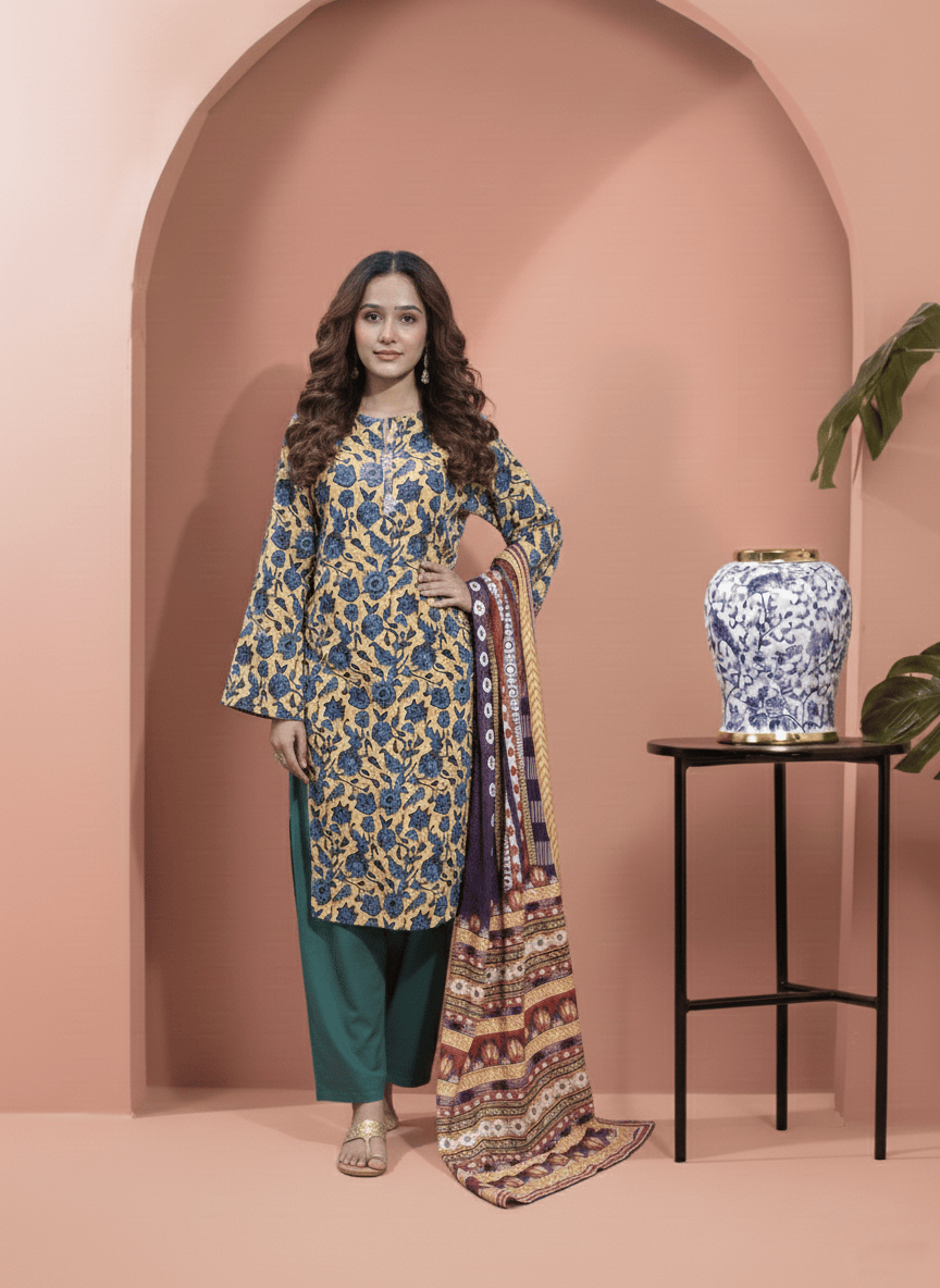 Printed 3 Pieces Khaddar