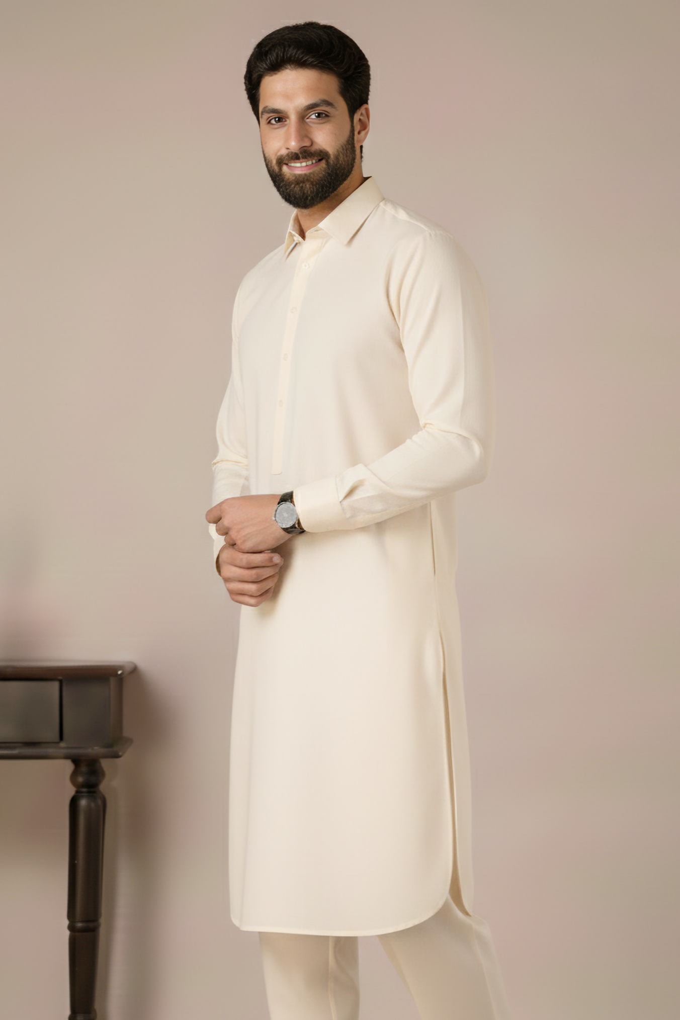 Gold Medal Style- Off White Kameez Shalwar