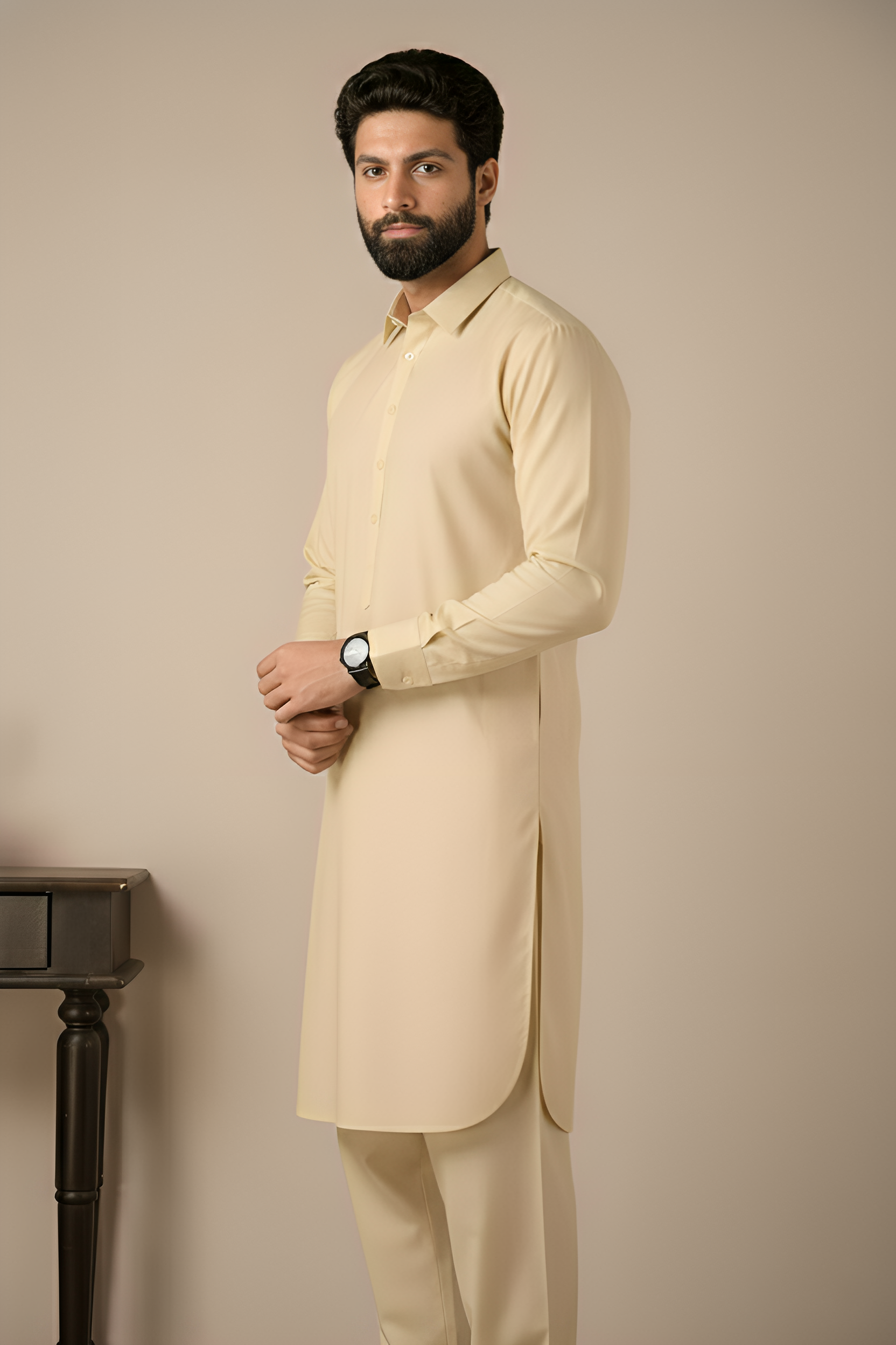 Gold Medal Style- Cream Kameez Shalwar