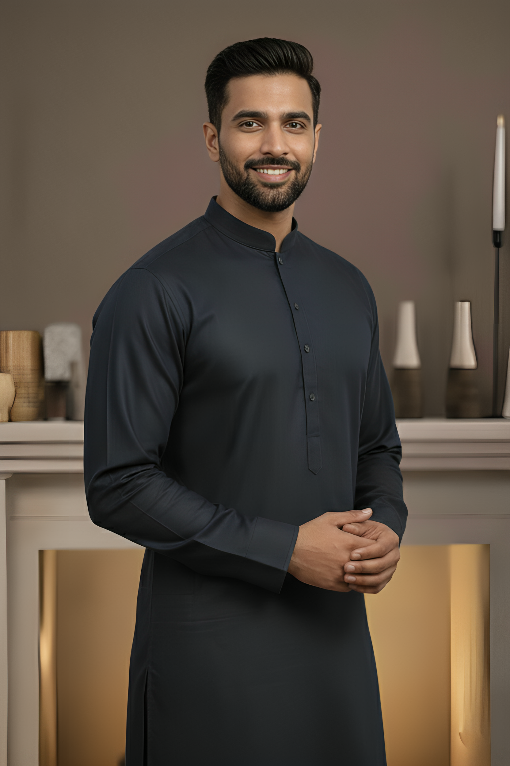 Vintage- Navy Black Kameez Shalwar