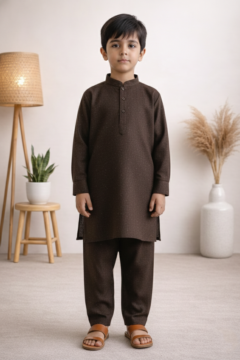 Gentle Men- Boy Brown Kameez Shalwar