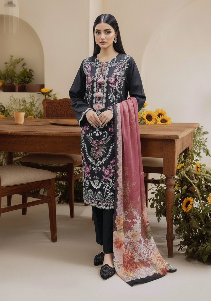 Embroidered 3 Pieces Cotton