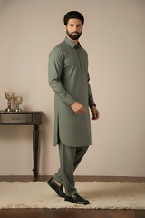 Gold Medal Style- Dark Grey Kameez Shalwar