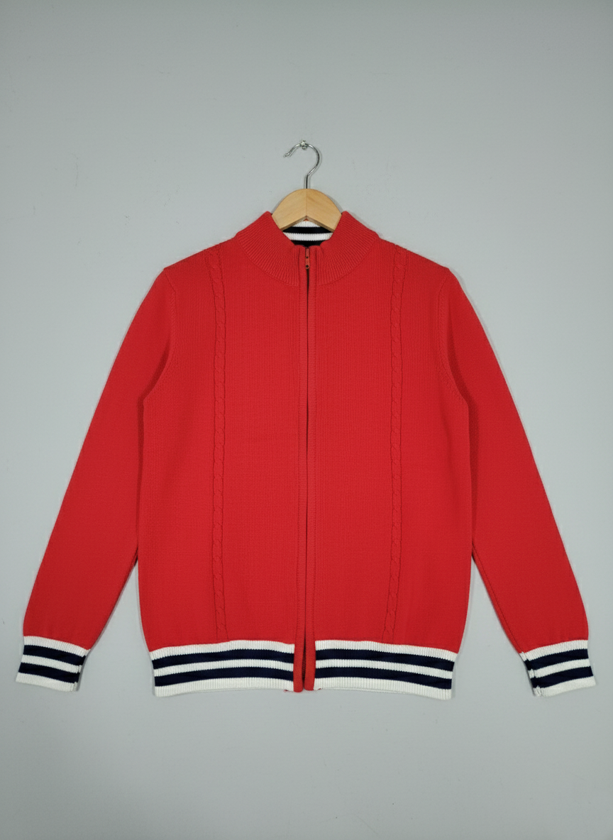 Kids Zip-Up Knit Sweater Jacket – Red