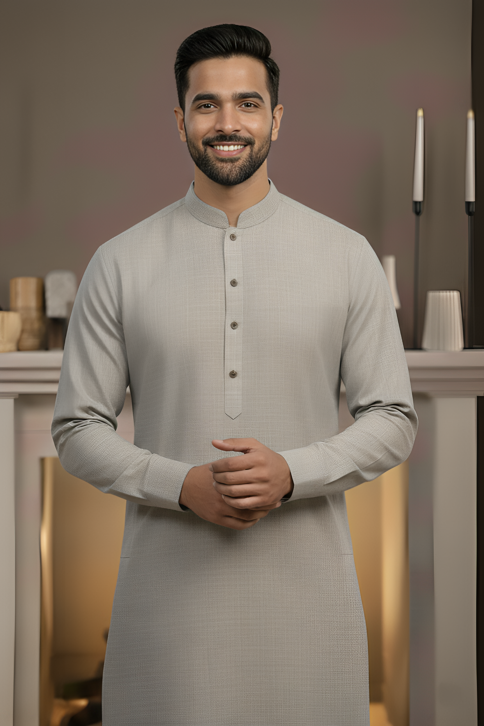 Vintage-Ash Grey Kameez Shalwar