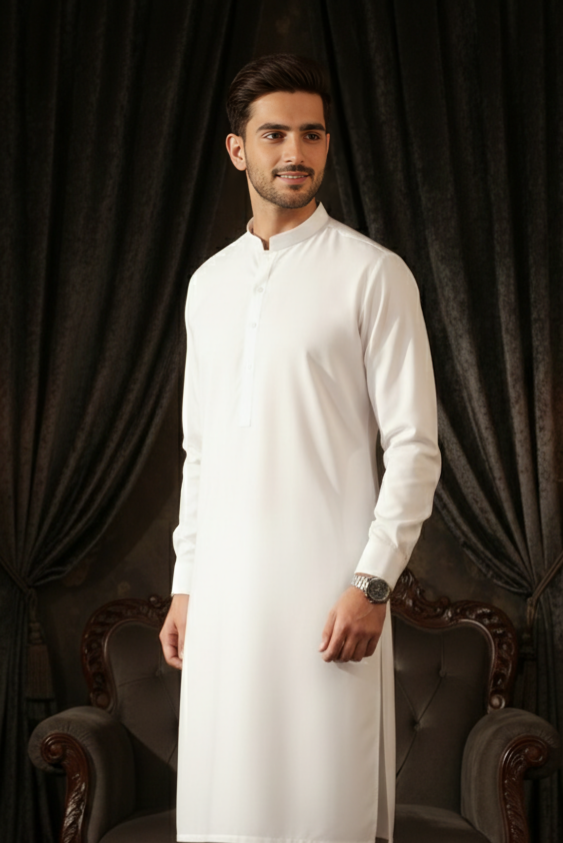 China Boski- White  Kameez Shalwar