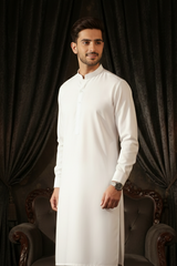 China Boski- White  Kameez Shalwar
