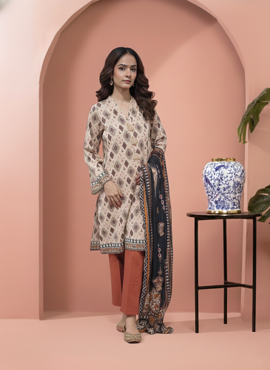 Printed 3 Pieces Khaddar