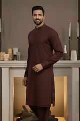 Vintage-Dark Mahroon Kameez Shalwar
