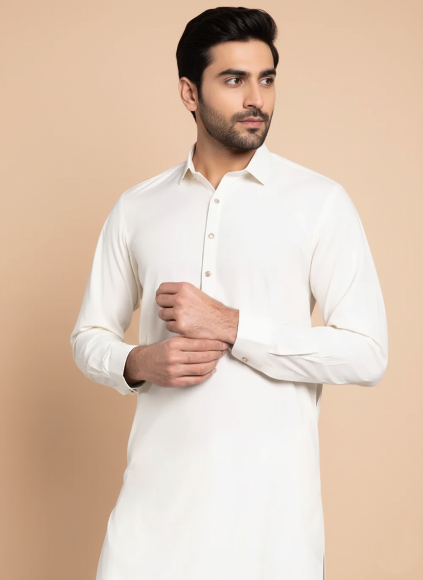 Men’s Classic Off White Shalwar Kameez