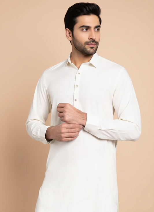 Men’s Classic Off White Shalwar Kameez