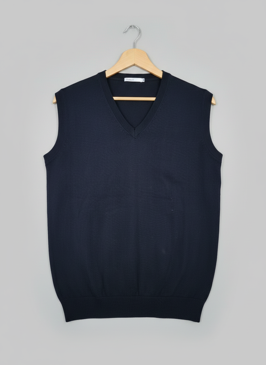 Men’s Classic V-Neck Knit Sweater Vest – Navy