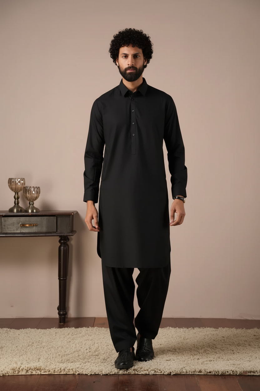 Men’s Classic Black Shalwar Kameez