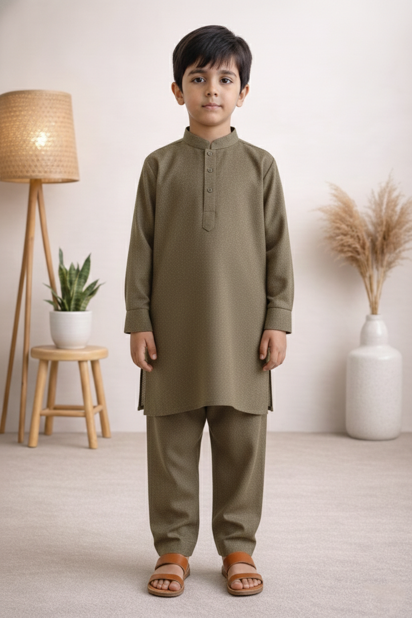 Gentle Men- Boy Coffee Kameez Shalwar
