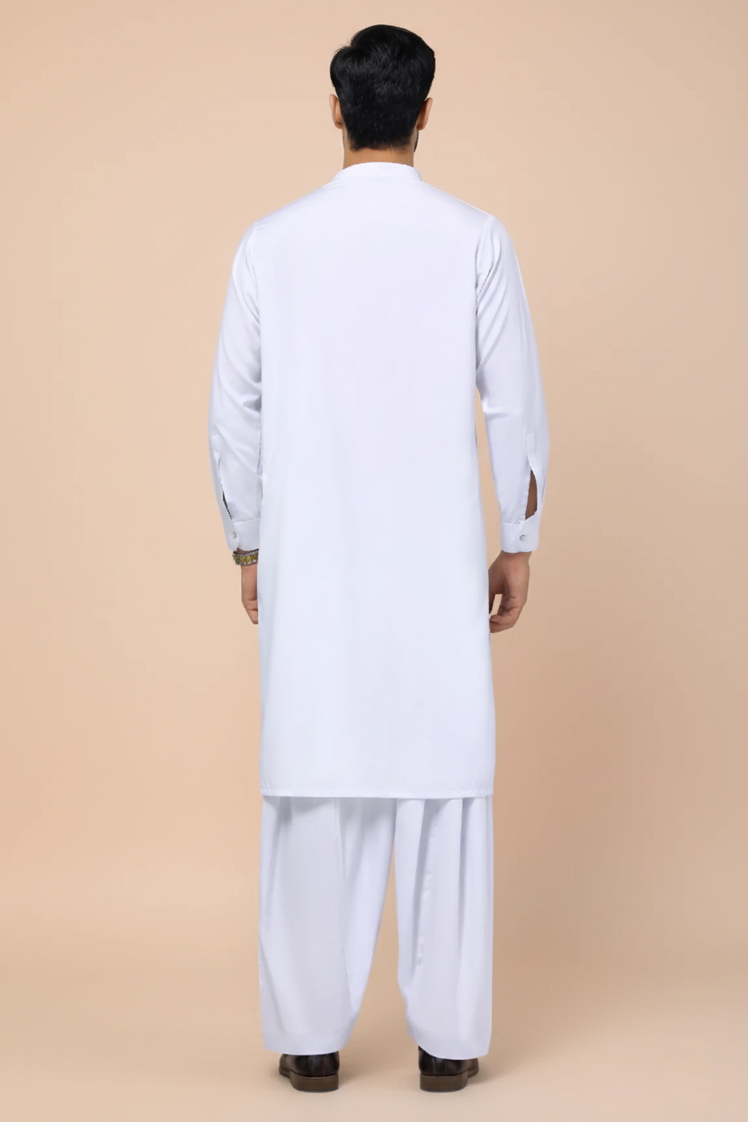 Men’s White Black Shalwar Kameez