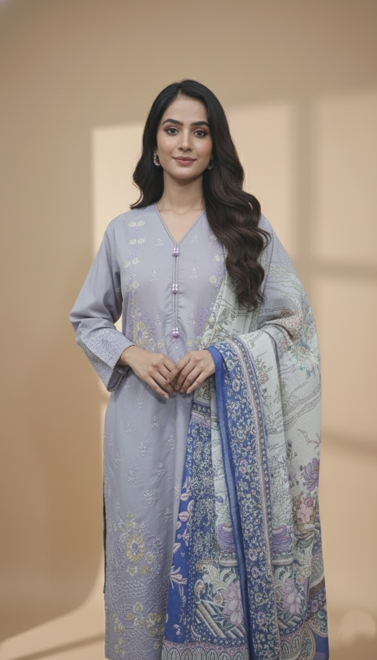 Embroidered 3 Pieces Cotton