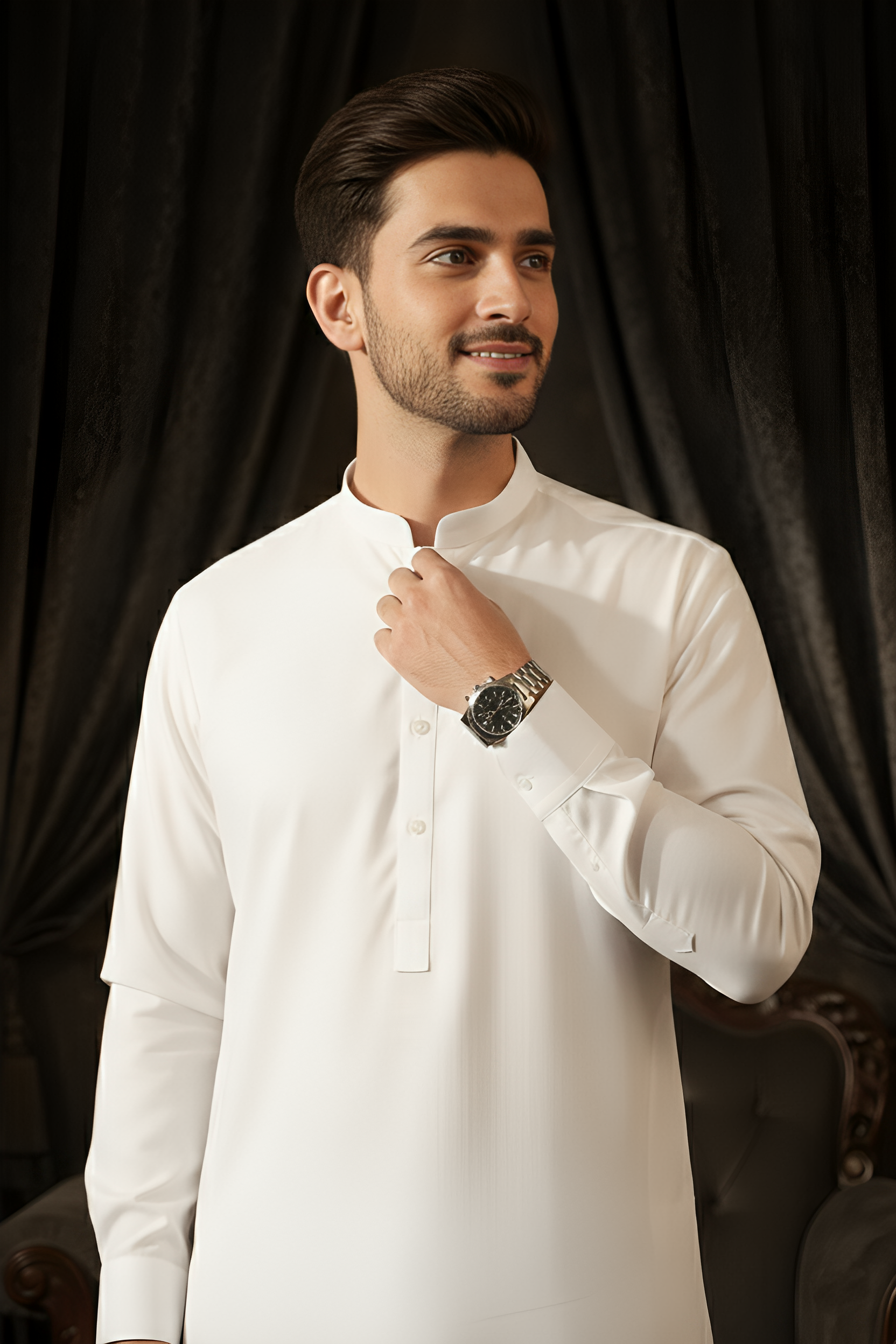 China Boski- White  Kameez Shalwar